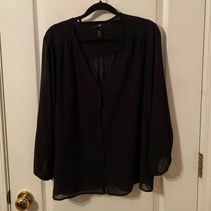 H&M sheer black blouse women size 12